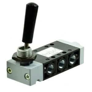 Válvula 5/3 de Manipulo 1/4"-Posições Fixas- Centros Fechados