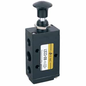 Válvula 5/3 de Botão Plano 1/2" Posições Fixas-Centros Abertos